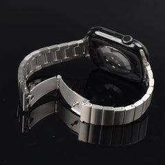 Bamboo-Style Stainless Steel Strap with Folding Clasp