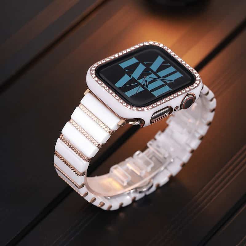 Fashion Ceramic Wrist Butterfly Clasp Band with Diamond Case