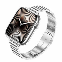 Bamboo-Style Stainless Steel Strap with Folding Clasp
