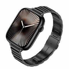 Bamboo-Style Stainless Steel Strap with Folding Clasp